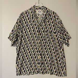 FLAX Oversized Rayon Shirt‎ Graphic Print M